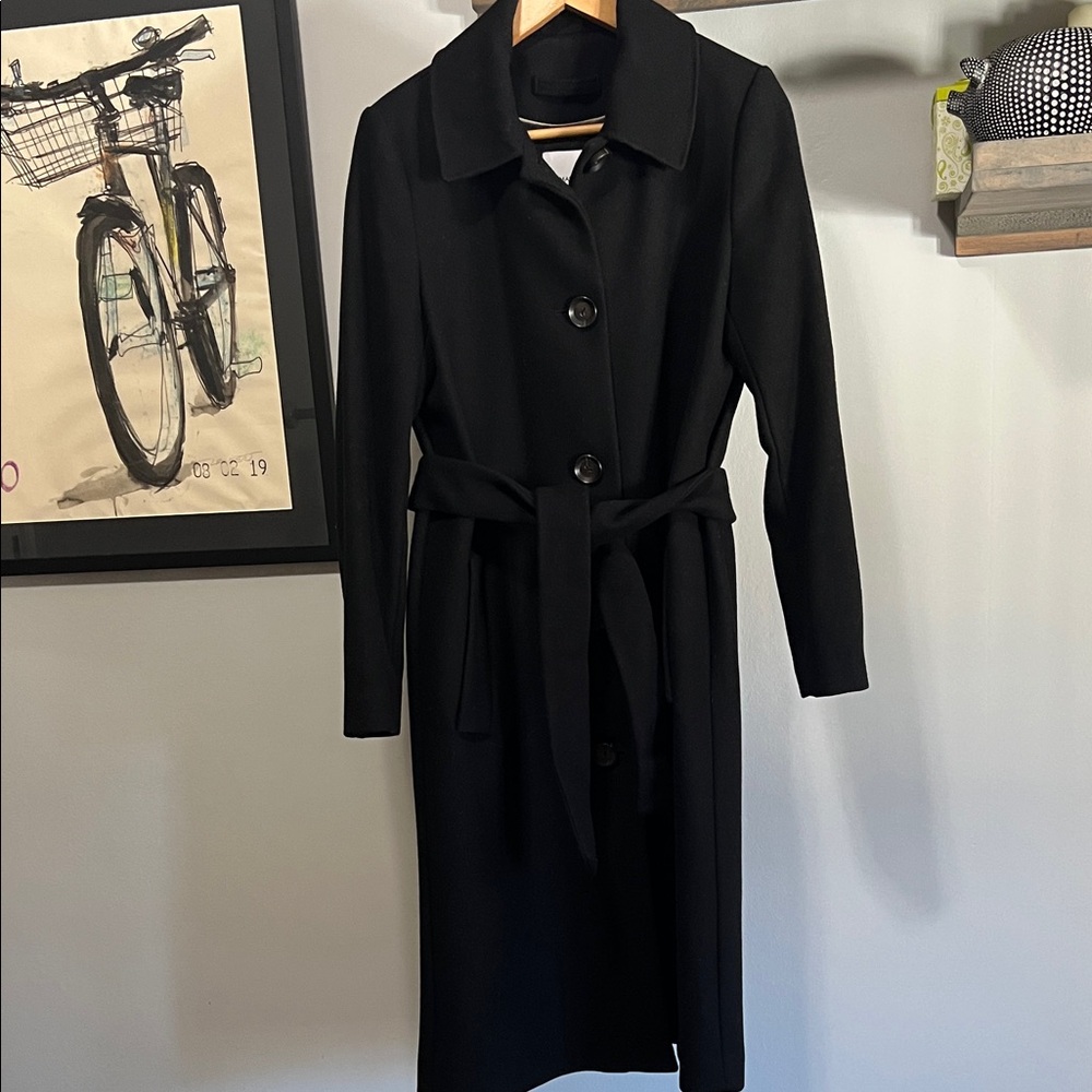 Mango Classic Black Wool Blend Coat